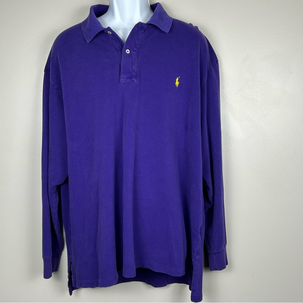 Polo Ralph Lauren Shirt Mens 2XB Purple Long Sleeve Pullover Classic Pony Cotton
